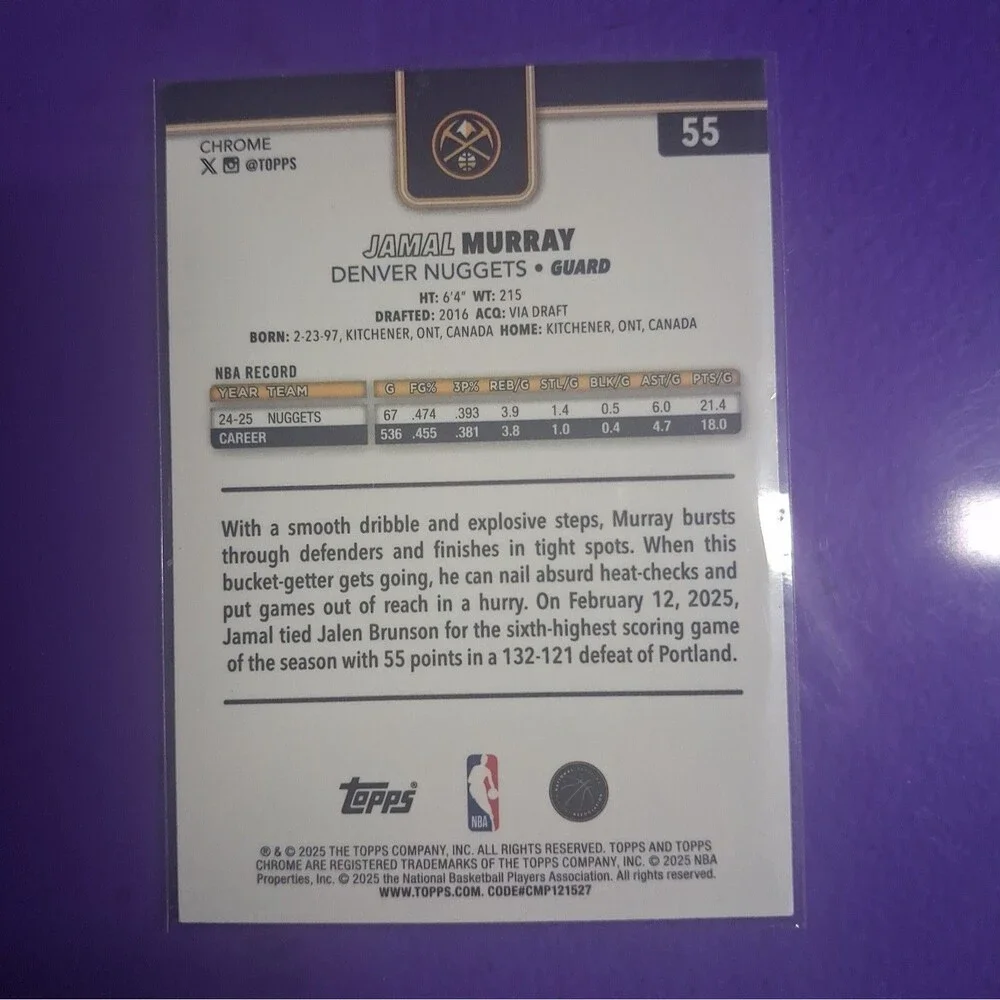 2025-26 Topps Chrome - Jamal Murray #55 X-Fractor